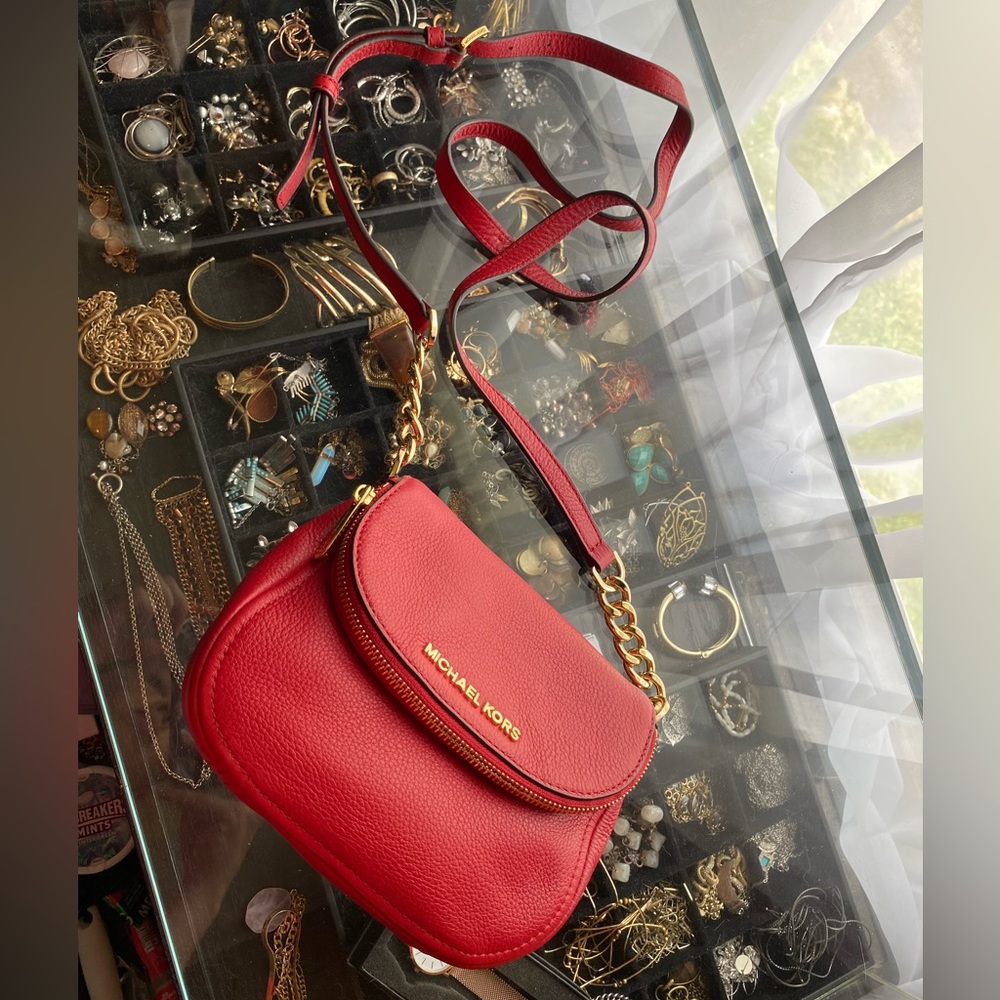 Michael Kors Red Leather Crossbody